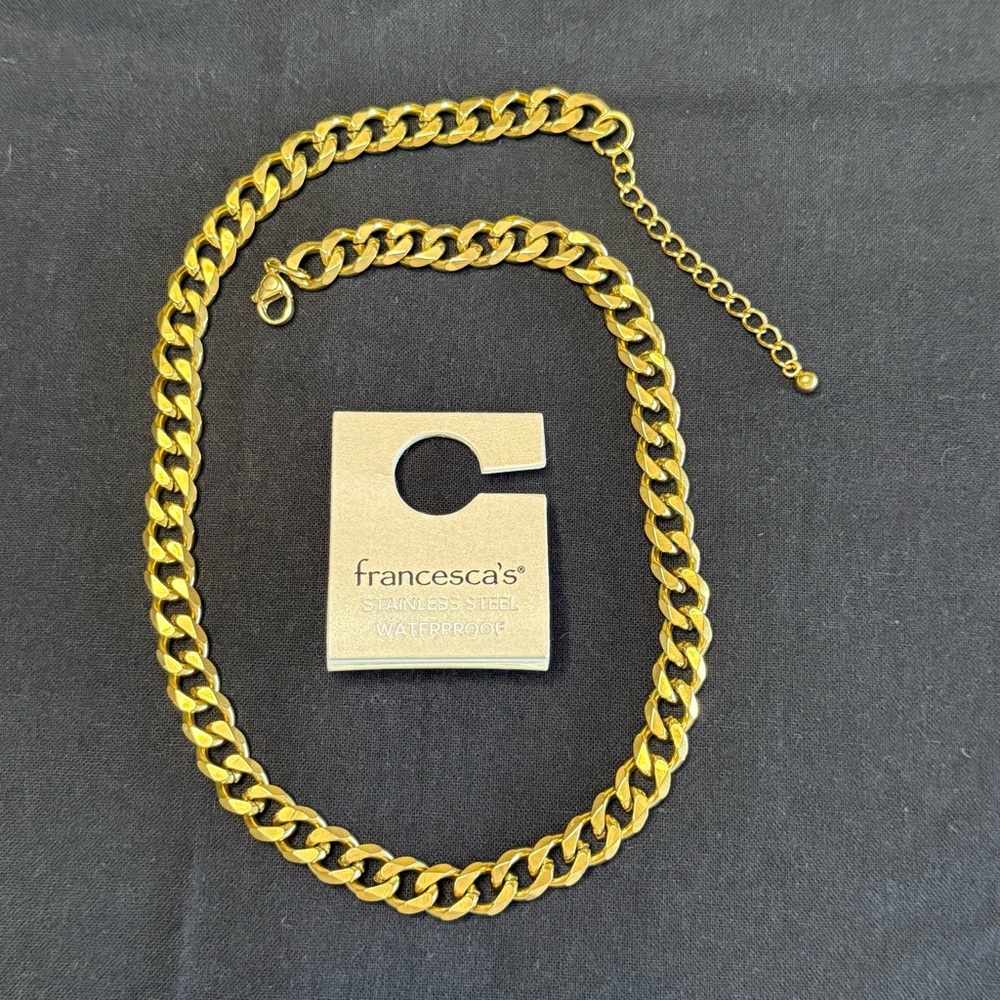 NWT Stainless Steel Waterproof Curb Link Chain Necklace Gold